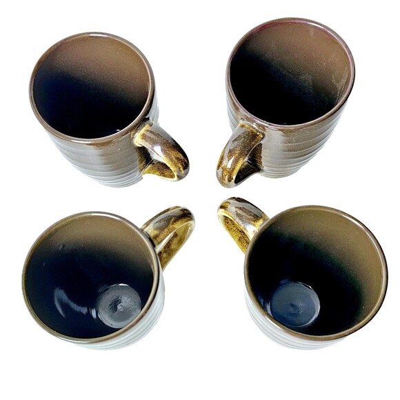 Target Home Stoneware Set Of 4 Coffee Tea Mugs Cups Brown/Tan Retired VTG EUC! - Picture 4 of 8
